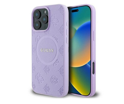 Etui do telefonów Guess Saffiano Peony Classic Logo do iPhone 16 Pro Max purpurowy